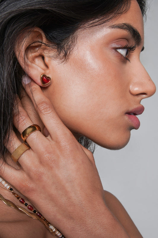 St Valentine Heart Stud Earrings