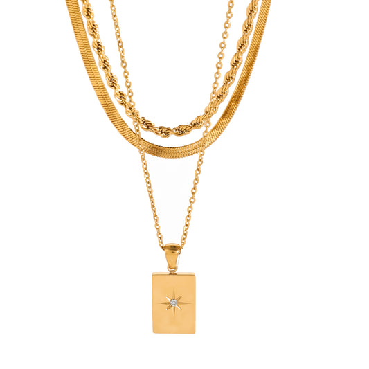 Charlie Triple Layer Gold Chain Necklace