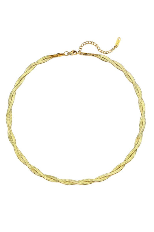 Double Twist Gold Snake Chain Necklace