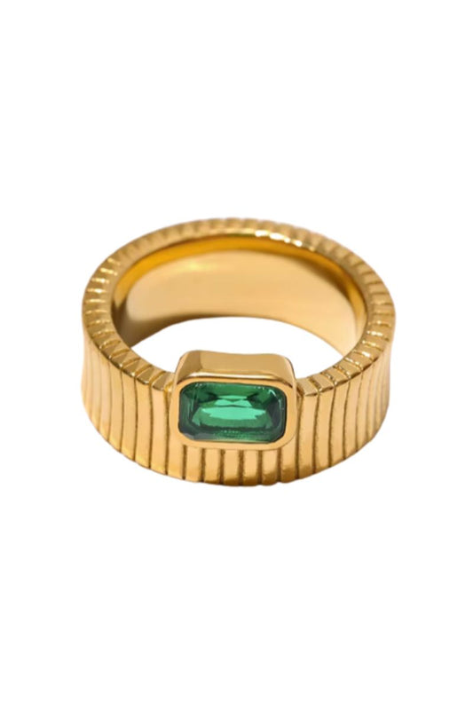 Amelia Gold Ring - Green