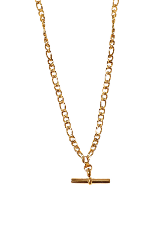 Figaro T Bar Gold Chain Necklace