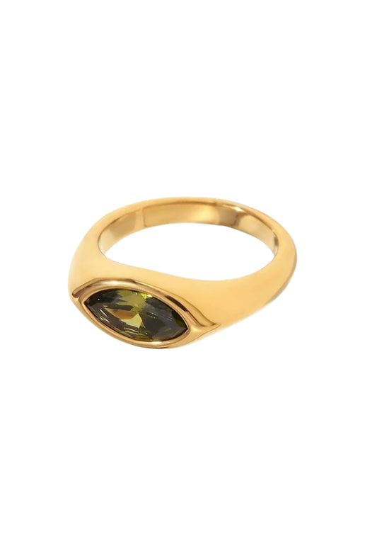 Patricia Gold Ring - Green