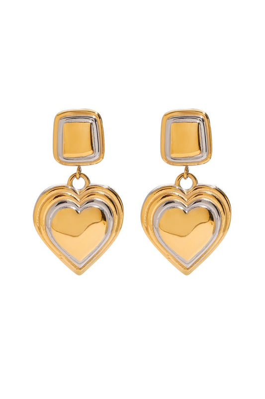 Eliza Heart Two-Tone Earrings