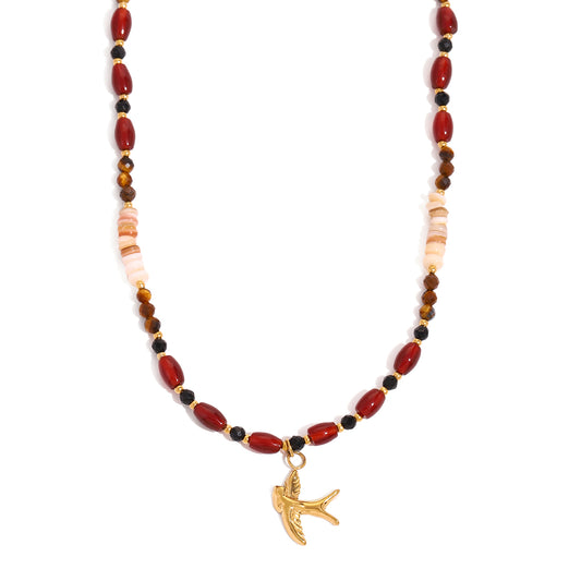 Red Agate Beaded Necklace