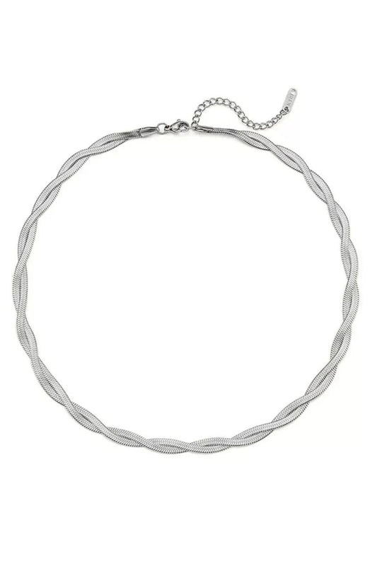 Double Twist Silver Snake Chain Necklace